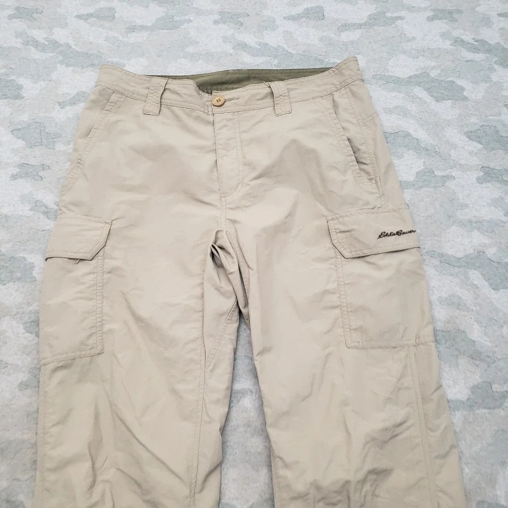 Eddie Bauer Pants Mens 32x32 Tan Cargo Pockets Travex Outdoors Camp Trail Travel